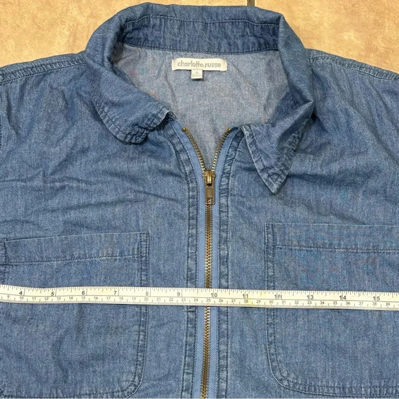 Charlotte Russe Denim Romper Shorts Size Small - Picture 3 of 11